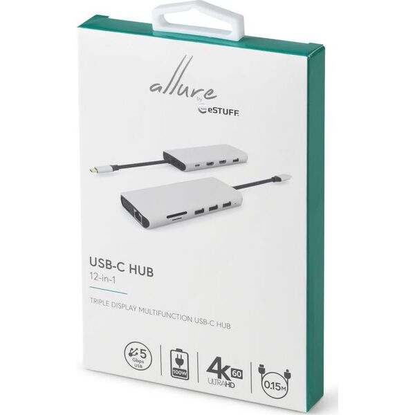Stacja/replikator eStuff USB-C 12w1 (ES623009)