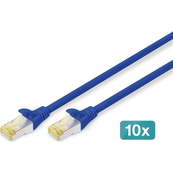 Digitus DIGITUS CAT 6A S/FTP Patchkabel, 10 Stück, 1m, blau
