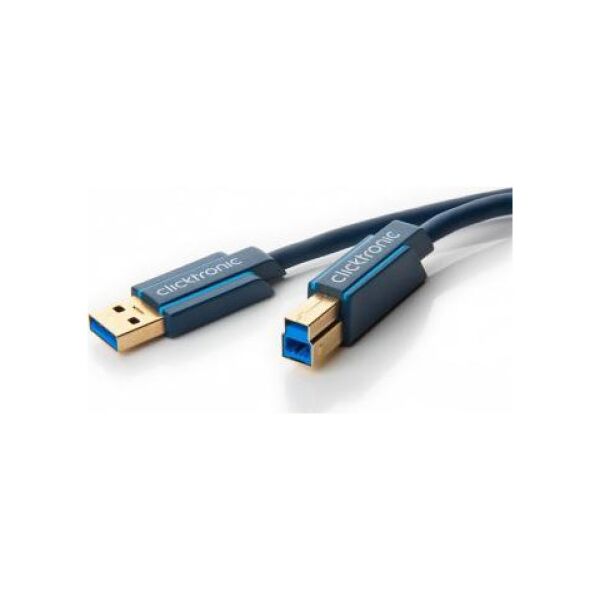 Kabel USB Clicktronic USB-A - USB-B 3 m Niebieski (RB70093)