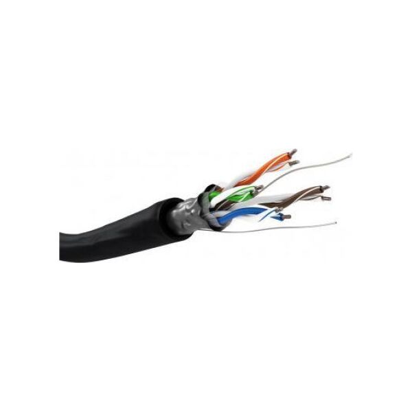 Goobay CAT 5e kabel sieciowy napowietrzny, F/UTP, czarny - Długość kabla 100 m