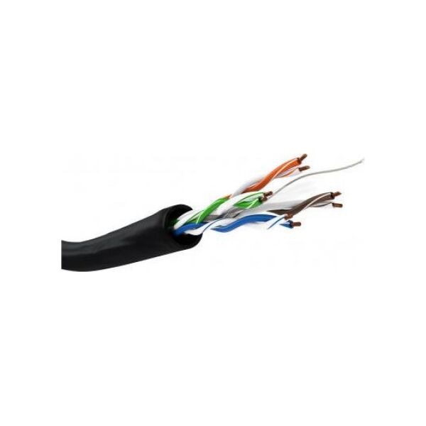 Goobay CAT 6 kabel sieciowy napowietrzny, U/UTP, czarny - Długość kabla 100 m