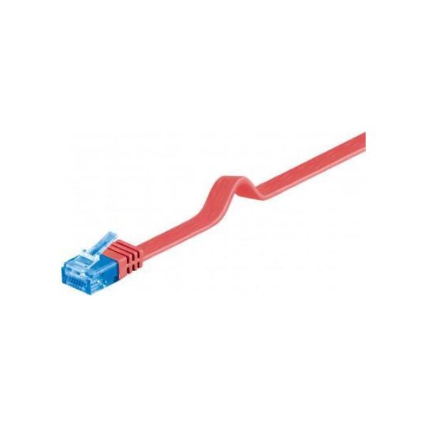 Goobay CAT 6A Płaska Kabel połączeniowy,U/UTP, Czerwony - Długość kabla 2 m