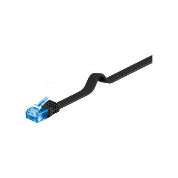 CAT 6A Płaska Kabel połączeniowy,U/UTP, Czarny - Długość kabla 0.5 m