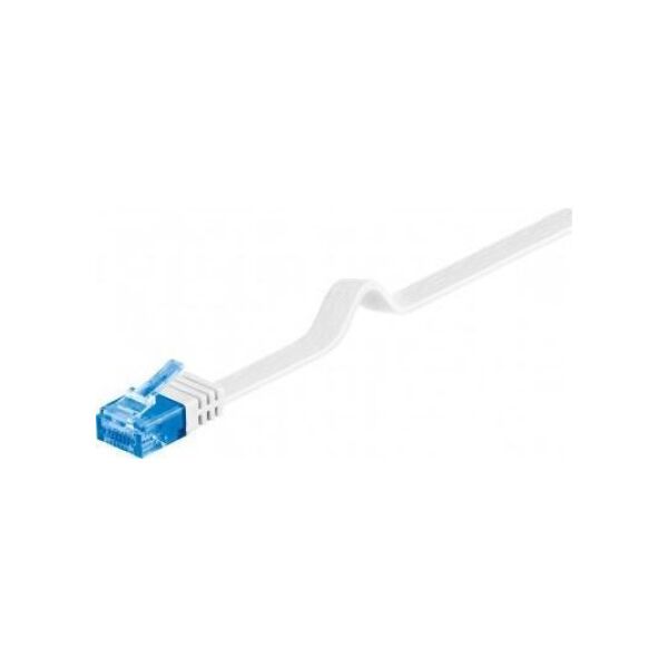 CAT 6A Płaska Kabel połączeniowy,U/UTP, Biały - Długość kabla 1 m