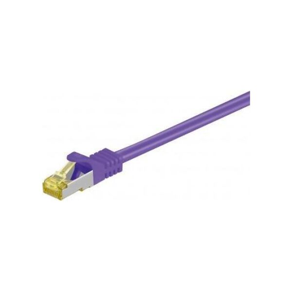 Goobay RJ45 patchkabel, CAT 6A S/FTP (PiMF), 500 MHz z CAT 7 kable surowym, Fioletowy - Długość kabla 3 m