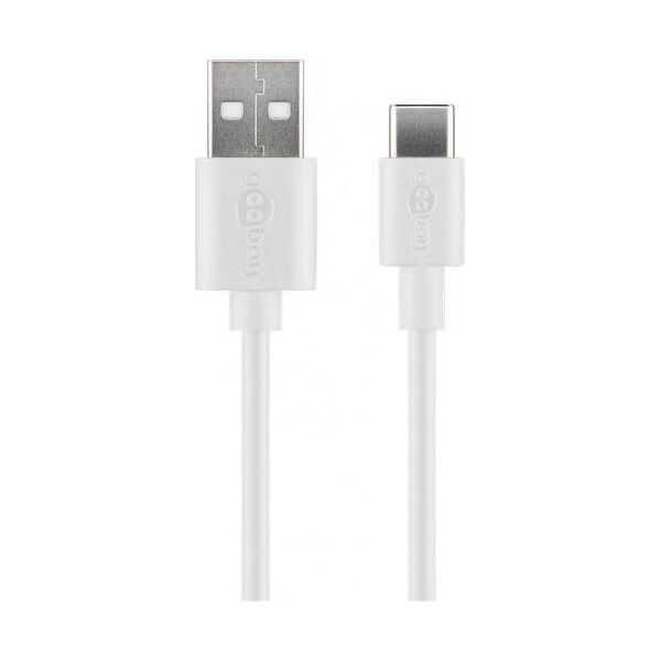 Kabel USB Goobay USB-A - USB-C 0.5 m Biały (JAB-3891583)