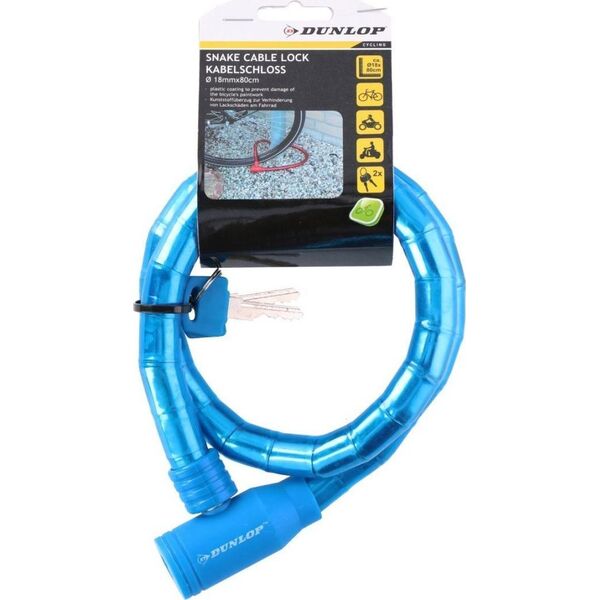 Dunlop Zapięcie rowerowe spiralne na klucz 1.8x80cm - niebieski