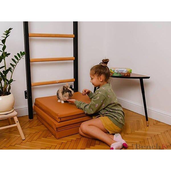BenchK Materac gimnastyczny 3-częściowy T25 180 cm x 60 cm x 8 cm brązowy