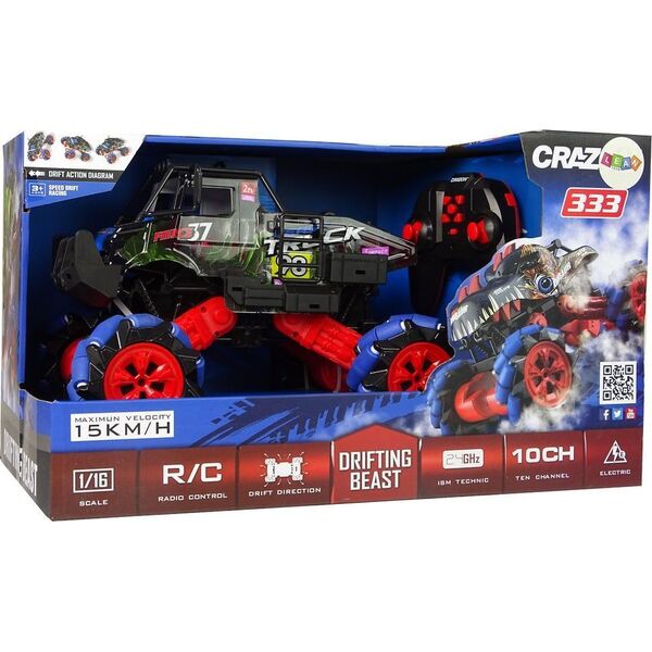 LeanToys Auto Terenowe Drift Zdalnie Sterowane 1:16 Niebieskie 2.4G Obrót 360 Stopni