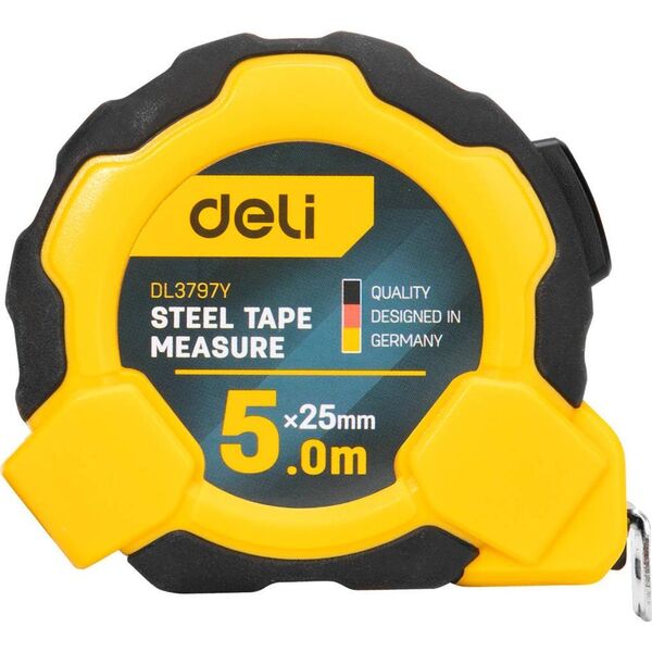 Deli Miara zwijana Deli Tools EDL3797Y, 5m/25mm (żółta)