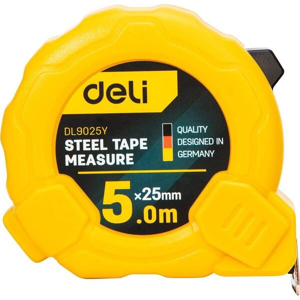 Deli Miara zwijana Deli Tools EDL9025Y, 5m/25mm (żółta)