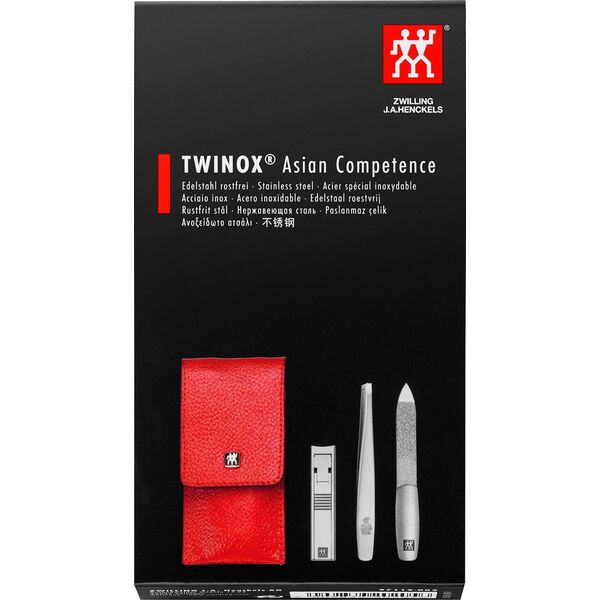 Zwilling Zestaw do manicure Zwilling Twinox czerwone, skórzane etui, 3 elementy