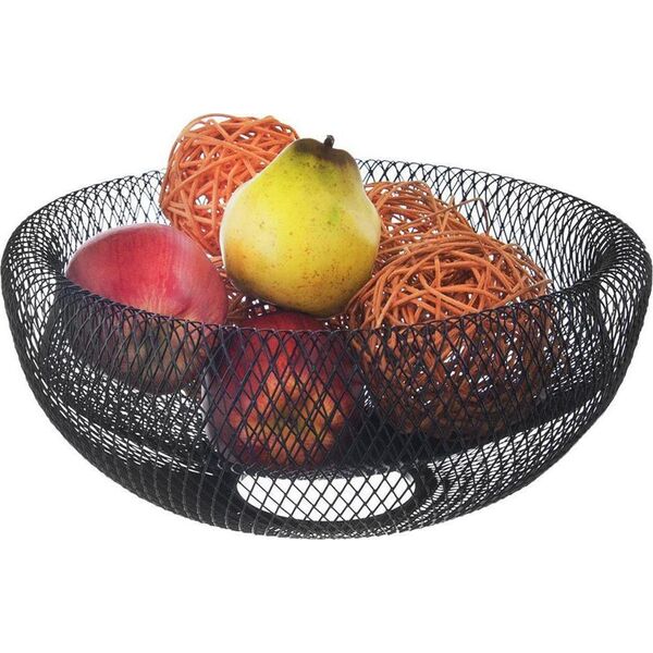 Orion Koszyk na owoce i warzywa kosz metalowy czarny miska patera okrągła loft 30 cm