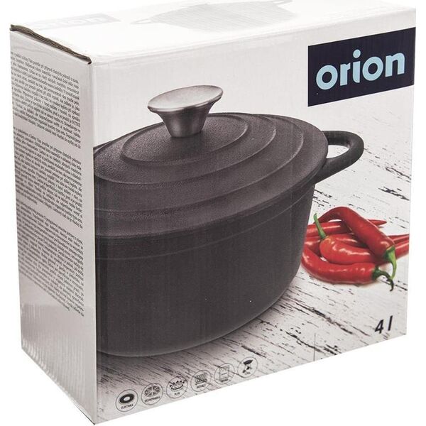 Orion Garnek żeliwny z pokrywką kociołek odlewany ciężki brytfanna 23 cm 4 l