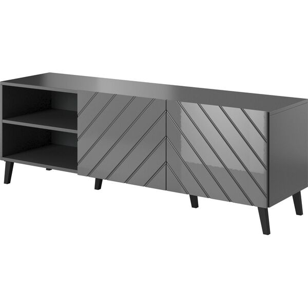Cama Meble Szafka RTV ABETO 150x42x52 grafit/grafit połysk