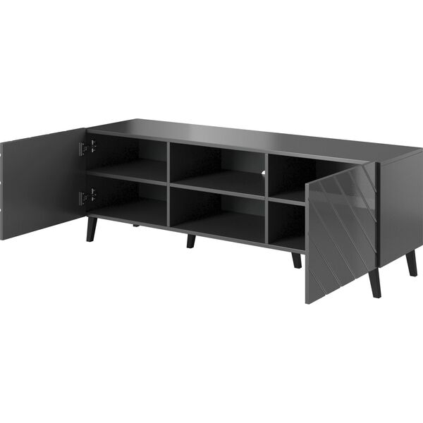 Cama Meble Szafka RTV ABETO 150x42x52 grafit/grafit połysk