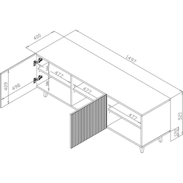 Cama Meble Szafka RTV PAFOS 150x40x52 czarny mat