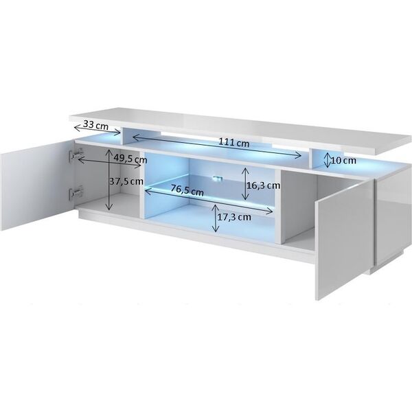 Cama Meble Szafka RTV EVA 180x40x52 czarny/czarny połysk