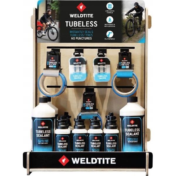 Weldtite Display WELDTITE TUBELESS STAND + Zestaw Produktów TUBELESS PACK 34 produkty (00018+00054) (NEW)