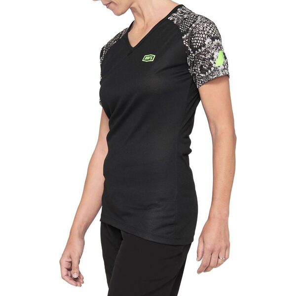 100% Koszulka damska 100% AIRMATIC Women's Jersey krótki rękaw black floral roz. S (NEW 2021)