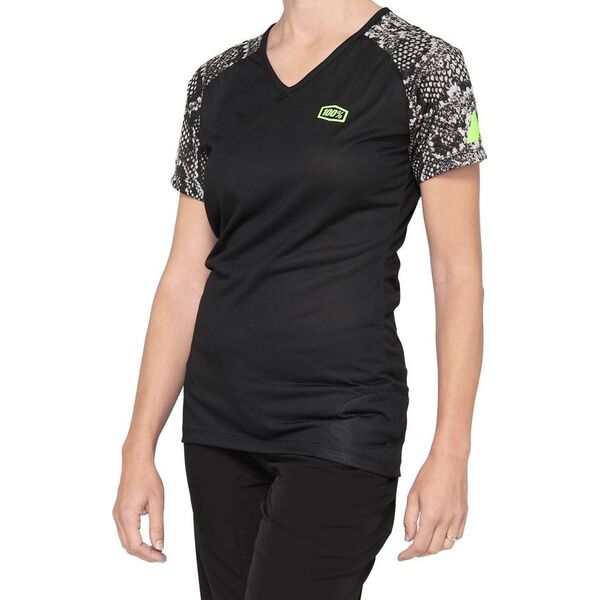 100% Koszulka damska 100% AIRMATIC Women's Jersey krótki rękaw black python roz. L (NEW 2021)