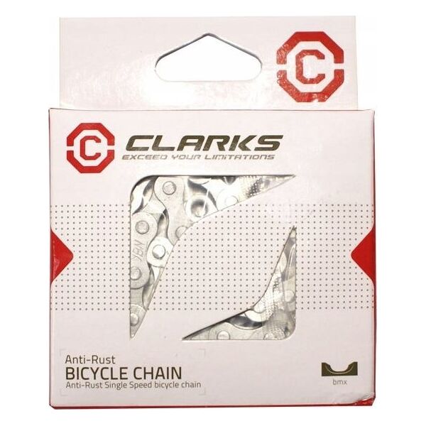 Clarks Łańcuch rowerowy CLARKS C410AR, 1-rzędowy Single Speed, 112 ogniw, 1/2"x1/8", Spinka, Antykorozyjny, Srebrny