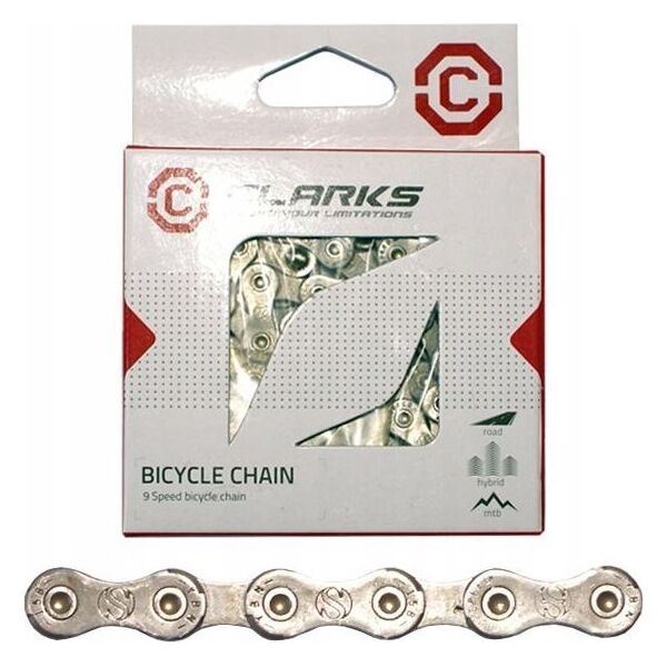 Clarks Łańcuch rowerowy CLARKS C9AR, 9-rzędowy, 116 ogniw, 1/2"x11/128", Spinka, Antykorozyjny, Srebrny