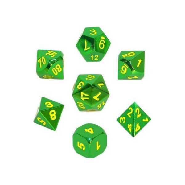 Rebel Komplet kości REBEL RPG - Metal - Zieleń z żółtymi numerami