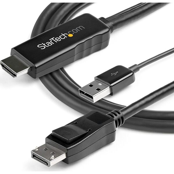 Kabel StarTech DisplayPort - HDMI + USB-A 2m czarny (HD2DPMM2M)