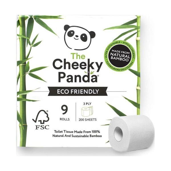 CHEEKY PANDA (chusteczki, papier toaleto PAPIER TOALETOWY BAMBUSOWY TRZYWARSTWOWY 9 ROLEK - CHEEKY PANDA