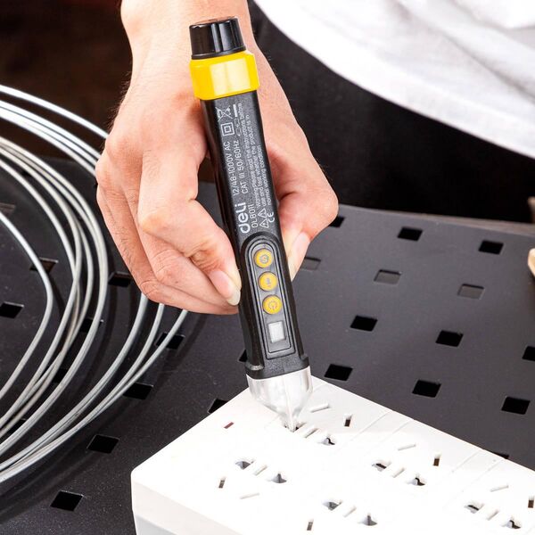 Deli Bezdotykowy tester napięcia Deli Tools EDL8011, 12/48-1000V AC (czarny)