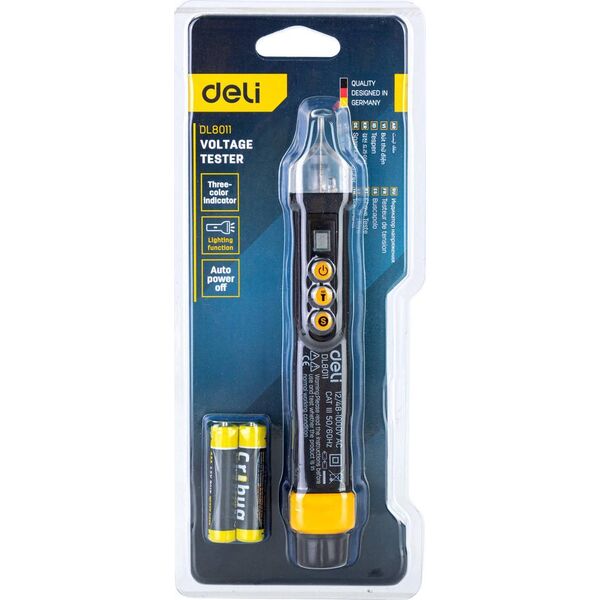 Deli Bezdotykowy tester napięcia Deli Tools EDL8011, 12/48-1000V AC (czarny)
