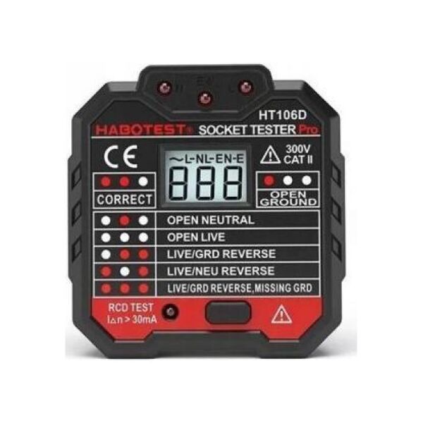 Habotest Tester gniazd z wyświetlaczem cyfrowym Habotest HT106D