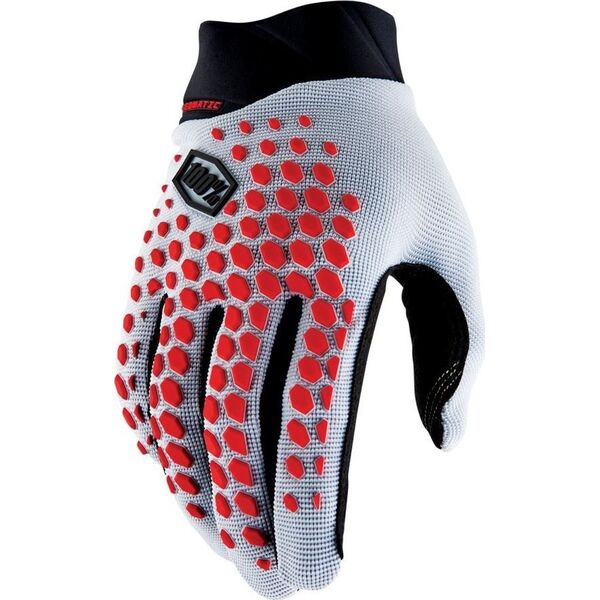 100% Rękawiczki 100% GEOMATIC Gloves Grey/Racer Red - S (długość dłoni 181-187 mm) (NEW 2022)
