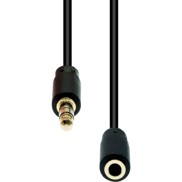 Kabel ProXtend Mini-Jack 4-Pin Slim Extension Cable Black 0.5M