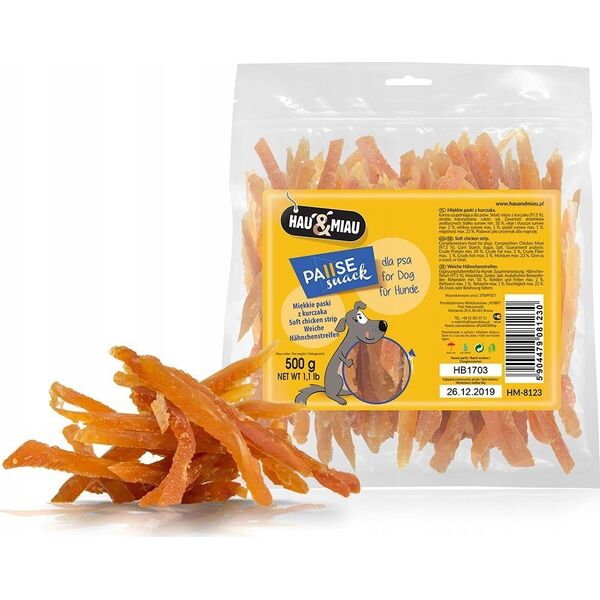 Hau&Miau Pausesnack przysmak dla psa, miękkie paski z kurczaka 1kg
