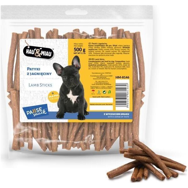 Hau&Miau Pausesnack przysmak dla psa, patyki z jagnięciny 500g