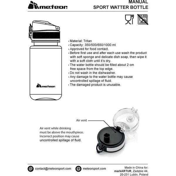 Meteor Bidon sportowy Meteor 1000 ml granatowy Uniwersalny