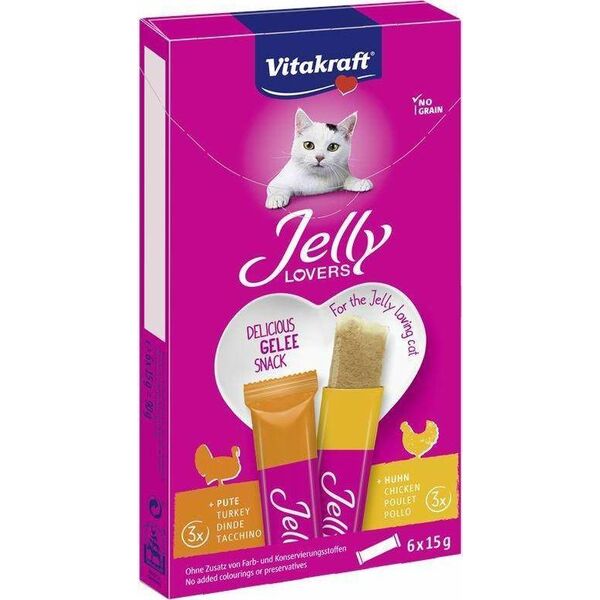 Vitakraft Vitakraft Kot 6x15g Jelly lovers Kura Indyk