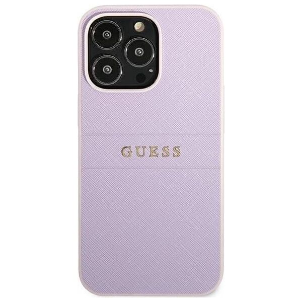 Guess Guess GUHCP13LPSASBPU iPhone 13 Pro / 13 6,1" purpurowy/purple Saffiano Hot Stamp & Metal Logo