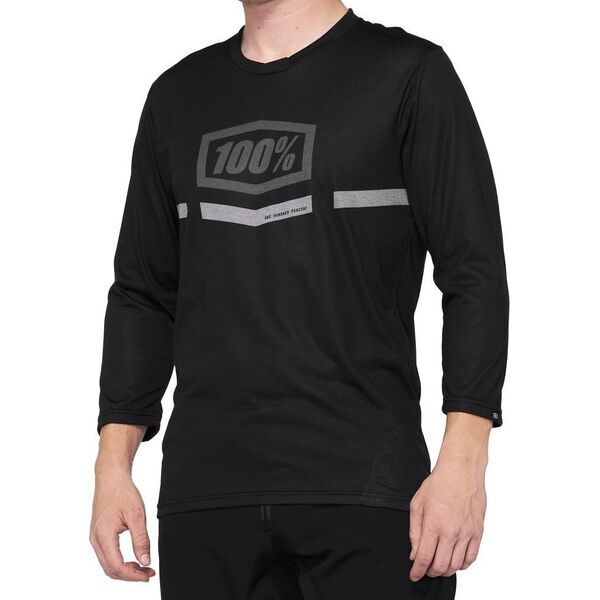 100% Koszulka męska 100% AIRMATIC 3/4 Sleeve black roz. L (NEW 2022)