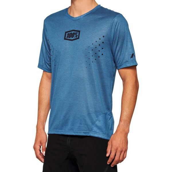100% Koszulka męska 100% AIRMATIC Mesh Jersey krótki rękaw slate blue roz. S (NEW 2022)