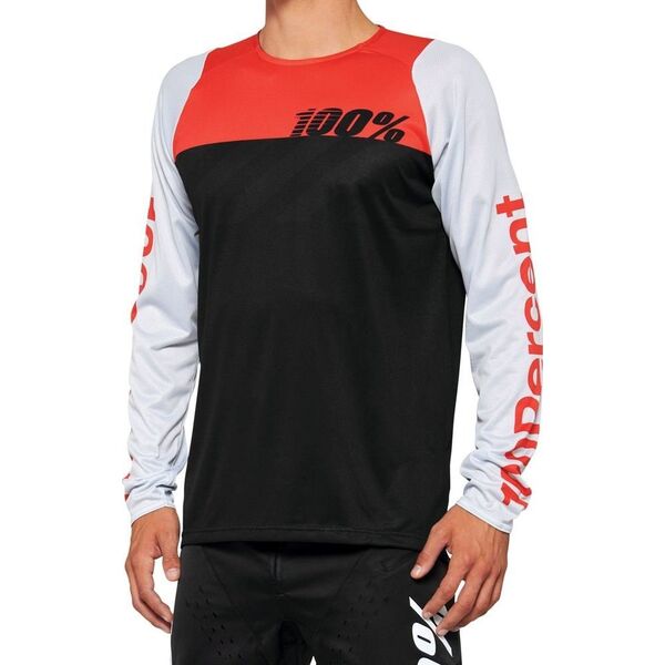 100% Koszulka męska 100% R-CORE Jersey długi rękaw black racer red roz. L (NEW 2022)