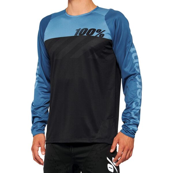 100% Koszulka męska 100% R-CORE Jersey długi rękaw black white roz. L (NEW 2022)