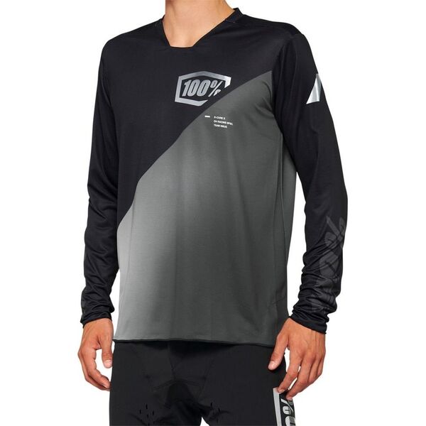 100% Koszulka męska 100% R-CORE X Jersey długi rękaw black grey roz. XL (NEW 2022)
