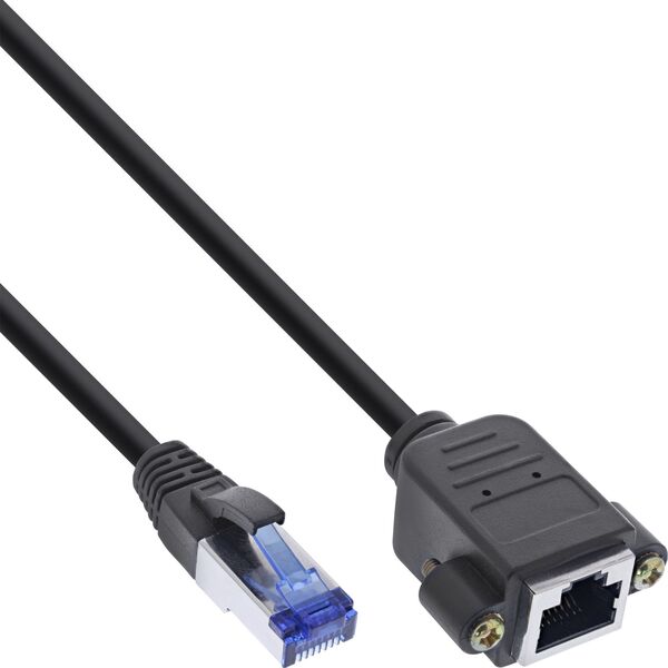 InLine InLine® Patch cable built-in extension, S/FTP (PiMf), Cat.6A, halogen-free, copper, black, 2m