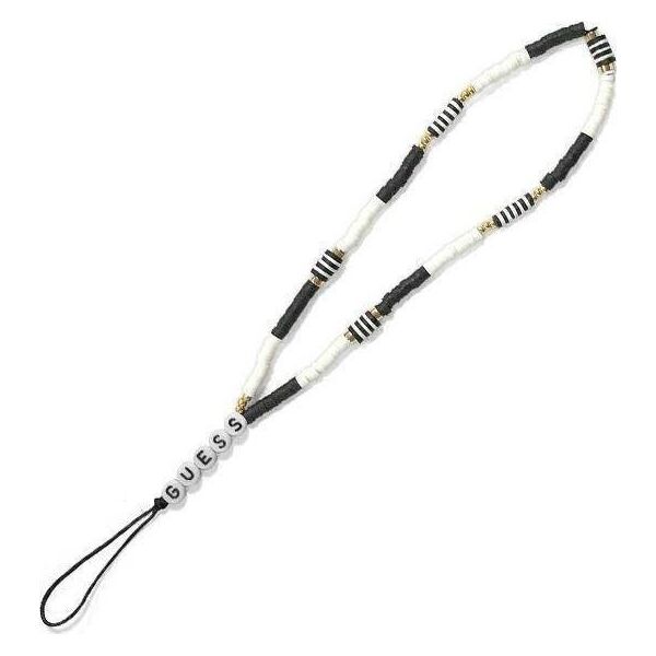 Guess Guess zawieszka GUSTBCKH Phone Strap Heishi Beads czarno-biały/black-white