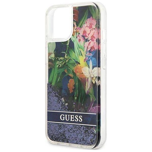 Guess Guess GUHCP13SLFLSB iPhone 13 mini 5,4" niebieski/blue hardcase Flower Liquid Glitter