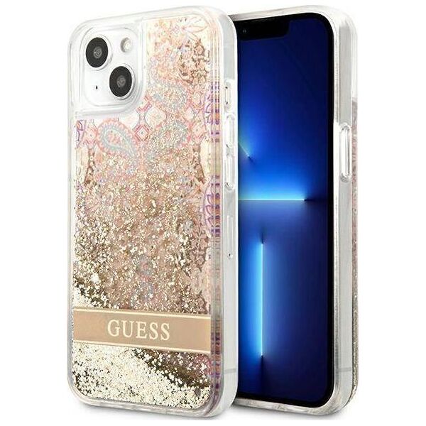 Guess Guess GUHCP13SLFLSD iPhone 13 mini 5,4" złoty/gold hardcase Paisley Liquid Glitter