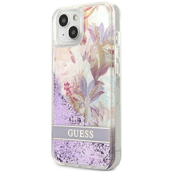 Guess Guess GUHCP13SLFLSU iPhone 13 mini 5,4" fioletowy/purple hardcase Flower Liquid Glitter
